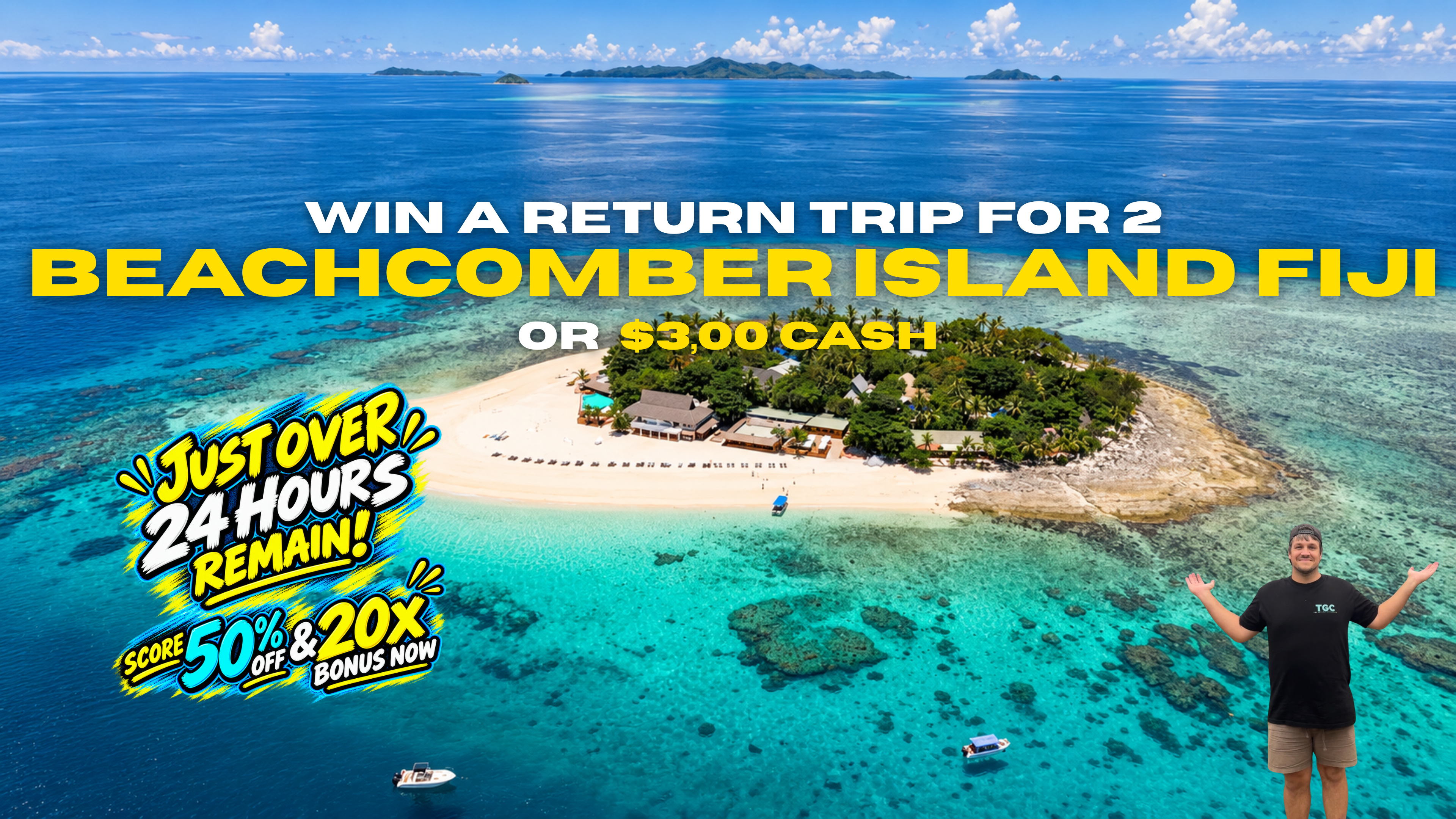 RETURN TRIP FOR 2 TO FIJI OR $3,000