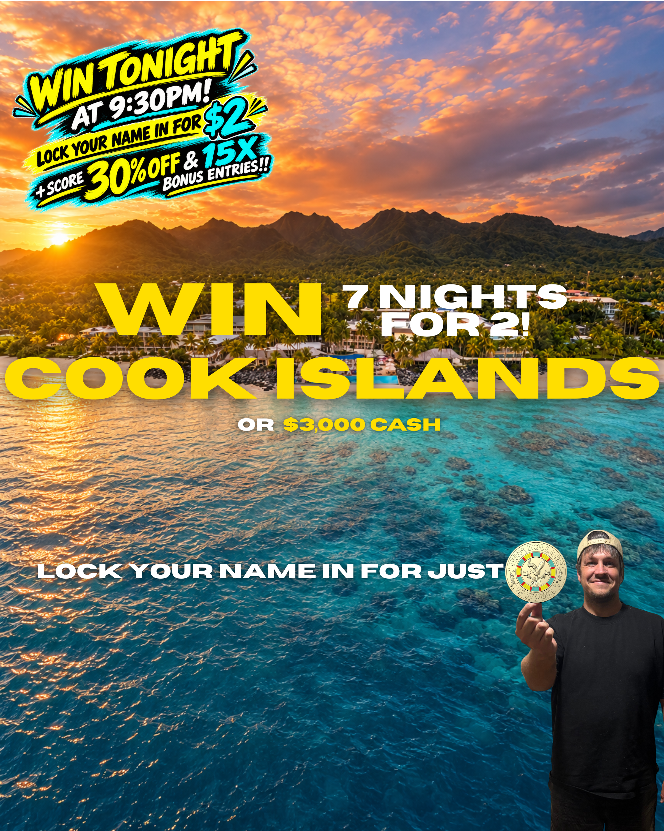 COOK ISLANDS FOR 2 OR $3k