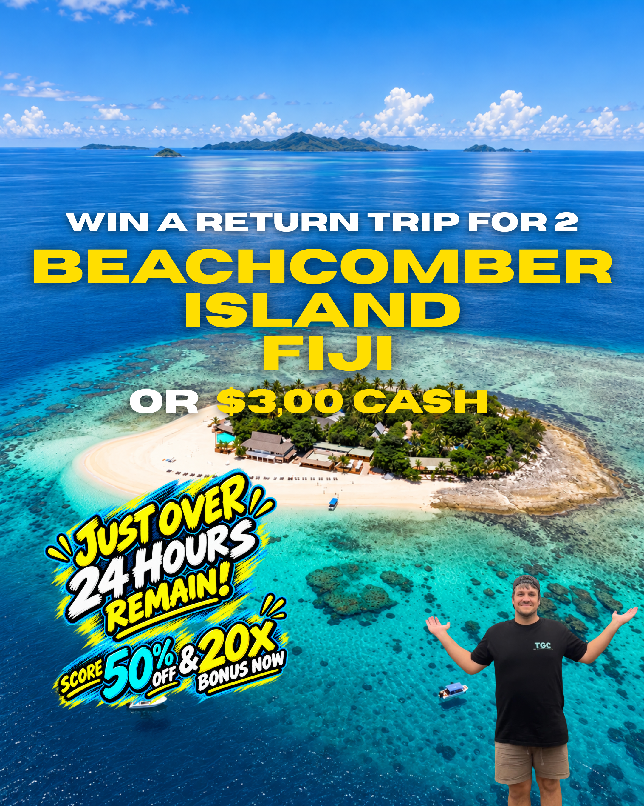 RETURN TRIP FOR 2 TO FIJI OR $3,000