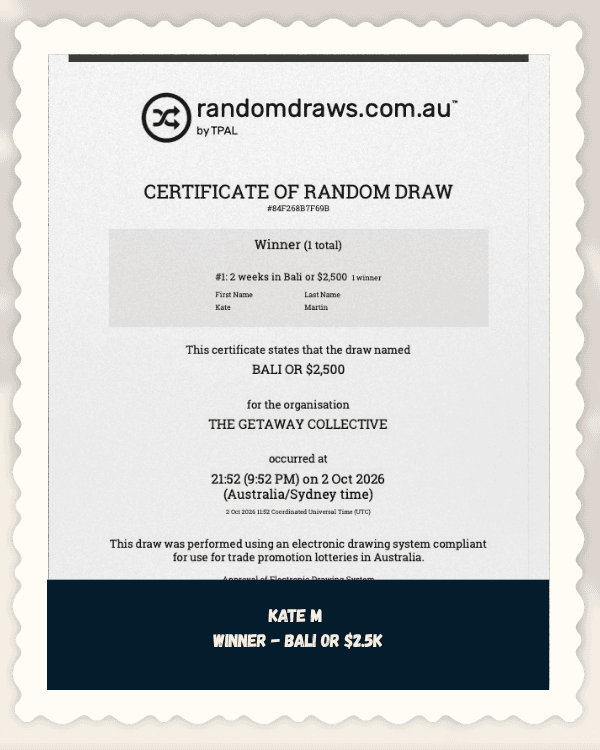 Kate M, verified winner