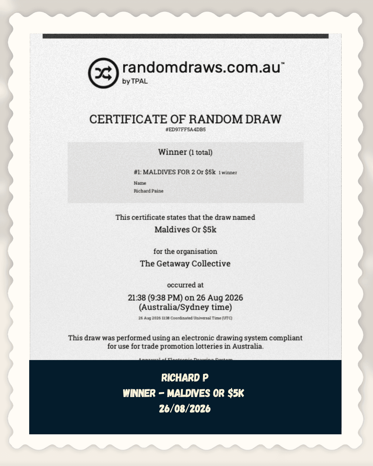Richard P, verified winner